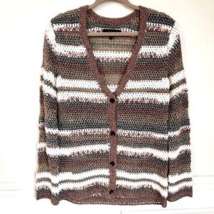 Rag & Bone Open Weave Striped Cardigan Sweater